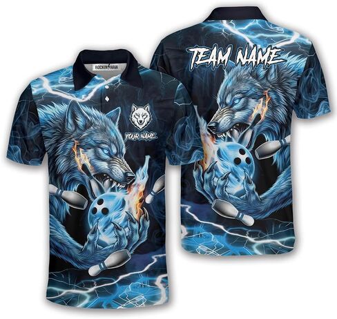 Wolf Bowling Shirts for Men Women, Custom Wolves Bowling Polo Shirts, Personalized Wolf Bowling Jerseys in Kuwait