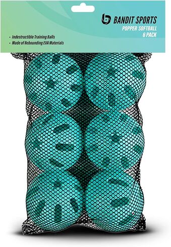 Bandit Sports Popper Softballs, Made of Impact-Resistant and Rebounding Material, Perfect Practice Softballs & Softball Hitting Ball Training, 6 Pack in Kuwait