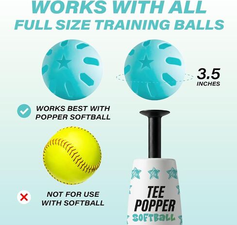 Bandit Sports Popper Softballs, Made of Impact-Resistant and Rebounding Material, Perfect Practice Softballs & Softball Hitting Ball Training, 6 Pack in Kuwait