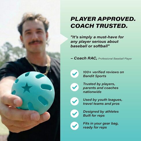 Bandit Sports Popper Softballs, Made of Impact-Resistant and Rebounding Material, Perfect Practice Softballs & Softball Hitting Ball Training, 6 Pack in Kuwait