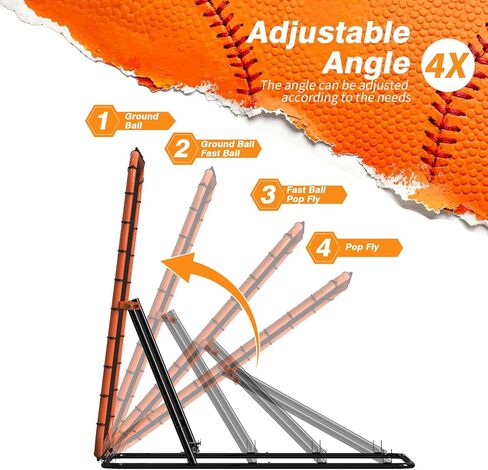 Baseball Rebounder Net, 4 x 4.5 ft Portable Bounce Back Trainer for Baseball & Softball with 4 Adjustable Return Angles, Practice Equipment for All Skill Levels in Kuwait