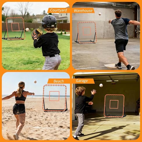 Baseball Rebounder Net, 4 x 4.5 ft Portable Bounce Back Trainer for Baseball & Softball with 4 Adjustable Return Angles, Practice Equipment for All Skill Levels in Kuwait
