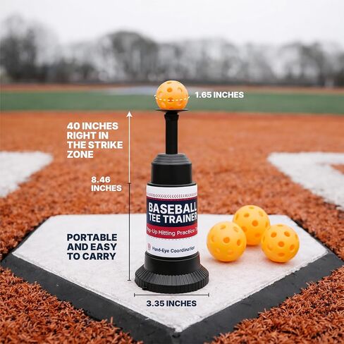 Baseball Tee Trainer Popper- Baseball Swing Trainer with 4 Practice Balls - Baseball Hitting Trainer for Baseball Training - Pop Up Trainer for Indoor & Outdoor Solo Training by HAMARA in Kuwait