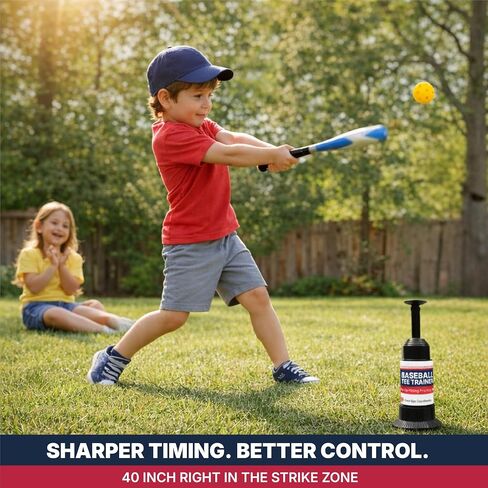 Baseball Tee Trainer Popper- Baseball Swing Trainer with 4 Practice Balls - Baseball Hitting Trainer for Baseball Training - Pop Up Trainer for Indoor & Outdoor Solo Training by HAMARA in Kuwait