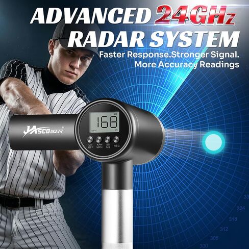 JASCOPRO Upgrade Baseball Radar Gun with Tripod,LED + LCD Dual Display, Accuracy Speed Radar Gun for Pitching & Swing, Handheld or Hand Free Multi-Sport Speed Radar Training Equipment for All Players in Kuwait