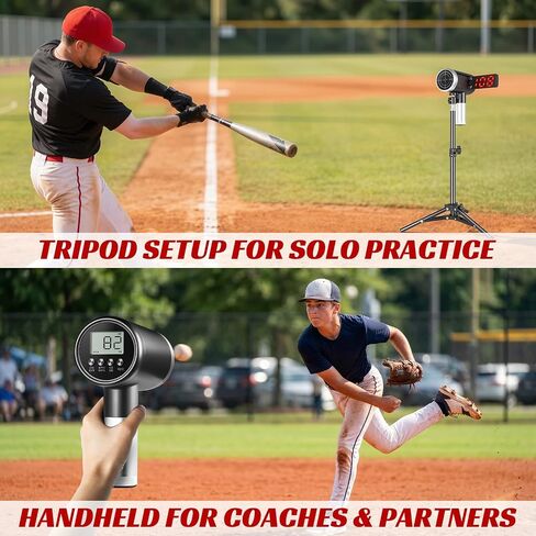 JASCOPRO Upgrade Baseball Radar Gun with Tripod,LED + LCD Dual Display, Accuracy Speed Radar Gun for Pitching & Swing, Handheld or Hand Free Multi-Sport Speed Radar Training Equipment for All Players in Kuwait