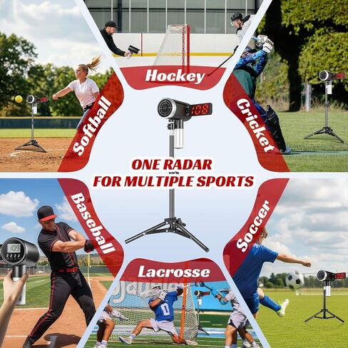JASCOPRO Upgrade Baseball Radar Gun with Tripod,LED + LCD Dual Display, Accuracy Speed Radar Gun for Pitching & Swing, Handheld or Hand Free Multi-Sport Speed Radar Training Equipment for All Players in Kuwait