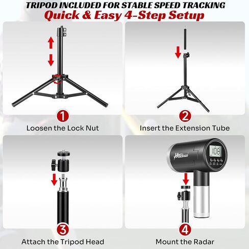 JASCOPRO Upgrade Baseball Radar Gun with Tripod,LED + LCD Dual Display, Accuracy Speed Radar Gun for Pitching & Swing, Handheld or Hand Free Multi-Sport Speed Radar Training Equipment for All Players in Kuwait