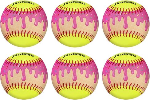 Fastpitch Balls Durable PVC Cover with PU Core, Ice Cream Drip Fastpitch Softball Great for Practice Training Games - Official Size and Weight in Kuwait