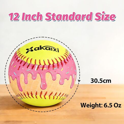 Fastpitch Balls Durable PVC Cover with PU Core, Ice Cream Drip Fastpitch Softball Great for Practice Training Games - Official Size and Weight in Kuwait