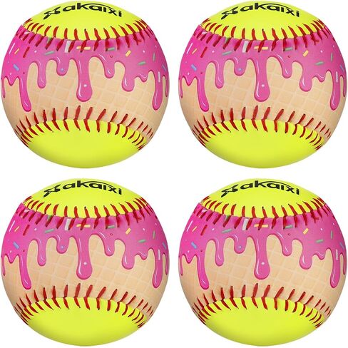 Fastpitch Balls Durable PVC Cover with PU Core, Ice Cream Drip Fastpitch Softball Great for Practice Training Games - Official Size and Weight in Kuwait