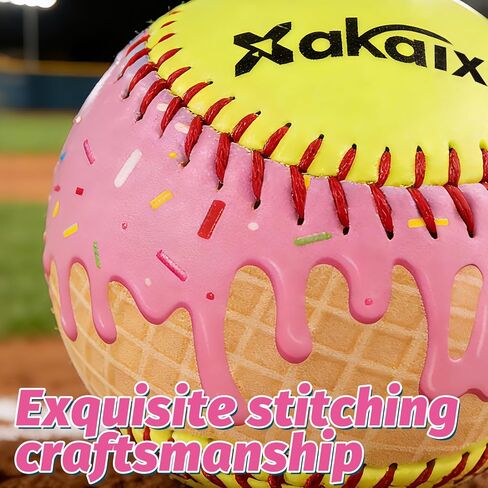 Fastpitch Balls Durable PVC Cover with PU Core, Ice Cream Drip Fastpitch Softball Great for Practice Training Games - Official Size and Weight in Kuwait