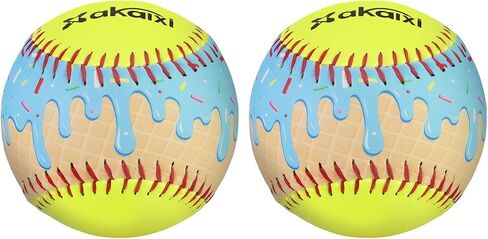 Fastpitch Balls Durable PVC Cover with PU Core, Ice Cream Drip Fastpitch Softball Great for Practice Training Games - Official Size and Weight in Kuwait