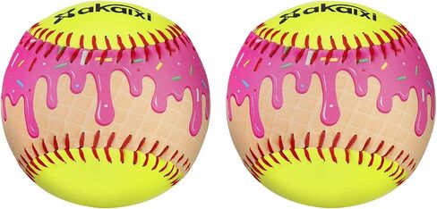 Fastpitch Balls Durable PVC Cover with PU Core, Ice Cream Drip Fastpitch Softball Great for Practice Training Games - Official Size and Weight in Kuwait