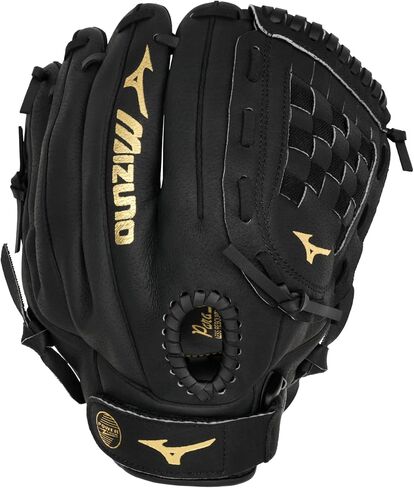 قفاز الكرة اللينة MMX115 Fastpitch للسيدات من Mizuno، اليد اليمنى، أسود، 11.5 بوصة in Kuwait