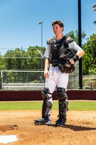 Mizuno Samurai Adult Baseball Boxed Catcher's Gear Set , Navy-Red, 16" Men's Adult in Kuwait