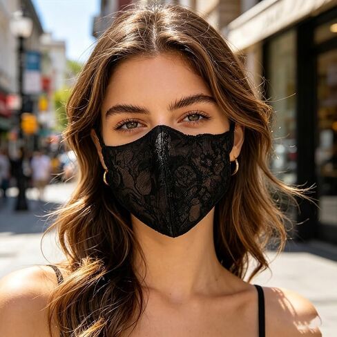 UV Sun Protection Face Cover for Women Breathable Face Mask Shield with Floral Embellishes Dustproof Masks Covering in Kuwait