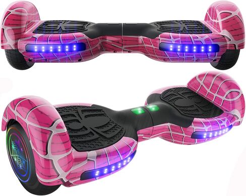 Spider-Pattern Hover Board for Kids Ages 6-12, with Bluetooth Speaker and LED Lights 6.5" Hover Board, UL2272 Safety Certified (Red) in Kuwait