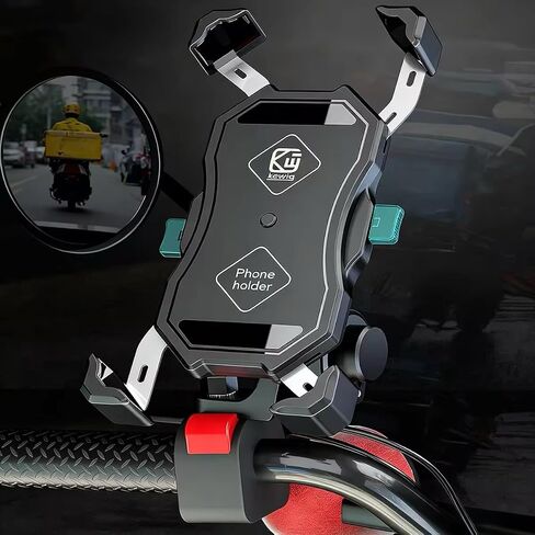 Motorcycle Phone Holder, 360° Rotatable Anti Vibration Bike Phone Mount, Universal Fit 22-32mm Handlebars for Motorcycle Scooter Electric Bike ATV, Fits 4.7-7.2 Inch Smartphones, No Charging Function in Kuwait