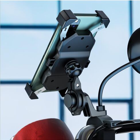 Motorcycle Phone Holder, 360° Rotatable Anti Vibration Bike Phone Mount, Universal Fit 22-32mm Handlebars for Motorcycle Scooter Electric Bike ATV, Fits 4.7-7.2 Inch Smartphones, No Charging Function in Kuwait