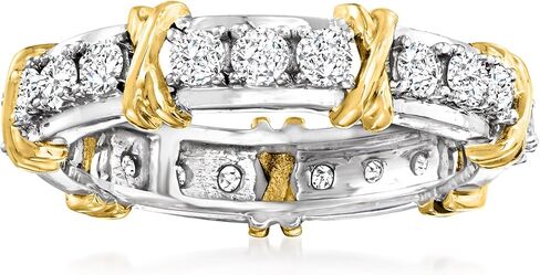 Ross-Simons 1.00 CT. T.W. Band Band Band Edernity Diamond X في الذهب 14kt 2 نغمة in Kuwait