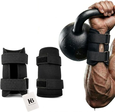 واقيات معصم Kettlebell، أشرطة دعم قابلة للتعديل لحماية الساعد، واقيات معصم متينة خفيفة الوزن لتدريب القوة (زوج) in Kuwait