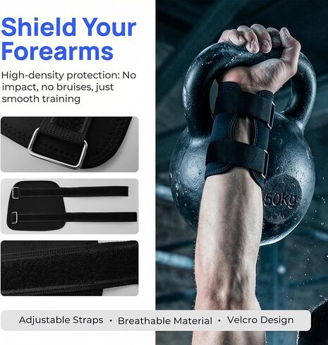 واقيات معصم Kettlebell، أشرطة دعم قابلة للتعديل لحماية الساعد، واقيات معصم متينة خفيفة الوزن لتدريب القوة (زوج) in Kuwait