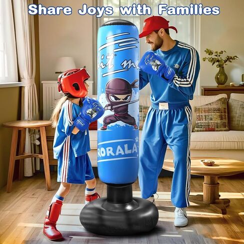 RORALA Inflatable Punching Bag for Kids with Boxing Gloves and Manual Air Pump, 66 Inch Children's Boxing Bag Set for Boys and Girls Gift Aged 3 to 12 to Practice Karate, Taekwondo in Kuwait