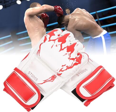 قفازات MMA بدون أصابع من جلد البولي يوريثان، قفازات كيس اللكم، زوج واحد - حماية متينة، حزام معصم قابل للتعديل، مناسب للتدريب والقتال in Kuwait