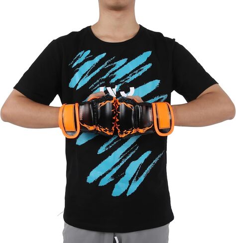 قفازات MMA بدون أصابع من جلد البولي يوريثان، قفازات كيس اللكم، زوج واحد - حماية متينة، حزام معصم قابل للتعديل، مناسب للتدريب والقتال (مخالب برتقالية على أسود) in Kuwait