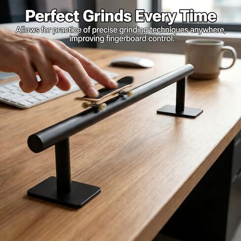 Professional Fingerboard Flat Rail Premium Solid Steel Construction Deck Ramp Skateboard Obstacle Non-Slip Foam Feet Used with Fingerboard Decks Mini Skatepark Accessory Powder Coated Finish Black in Kuwait