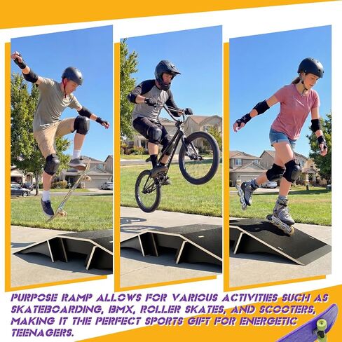 Weysat Skateboard Ramp Bike Ramp 44 Inches Solid Wood with Anti Slip Surface Skate Accessories Durable Designed for Beginners Gifts for Youngster in Kuwait
