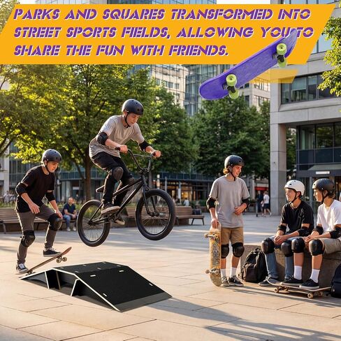 Weysat Skateboard Ramp Bike Ramp 44 Inches Solid Wood with Anti Slip Surface Skate Accessories Durable Designed for Beginners Gifts for Youngster in Kuwait