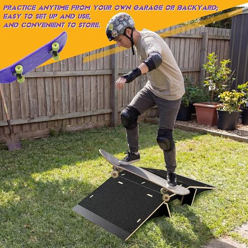Weysat Skateboard Ramp Bike Ramp 44 Inches Solid Wood with Anti Slip Surface Skate Accessories Durable Designed for Beginners Gifts for Youngster in Kuwait