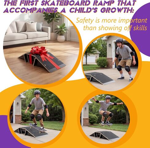 Weysat Skateboard Ramp Bike Ramp 44 Inches Solid Wood with Anti Slip Surface Skate Accessories Durable Designed for Beginners Gifts for Youngster in Kuwait