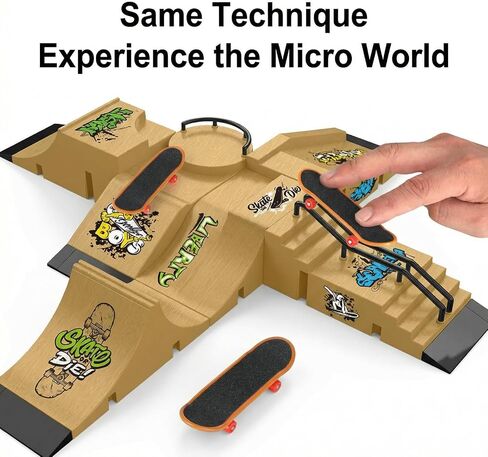 مجموعة حديقة تزلج الأصابع متوافقة مع ألواح التزلج Tech Deck، وتتضمن 6 منحدرات و6 ألواح أصابع وعوائق، مثالية لعشاق لوحة الأصابع (أصفر) in Kuwait