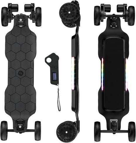 isinwheel Off Road Electric Skateboard with Remote, 3000W Belt Drive Motor, 32 MPH Top Speed & 28 Miles Range, Electric Longboard for Adults with Ambient Light,IP54 Off-Road Electric Longboard in Kuwait