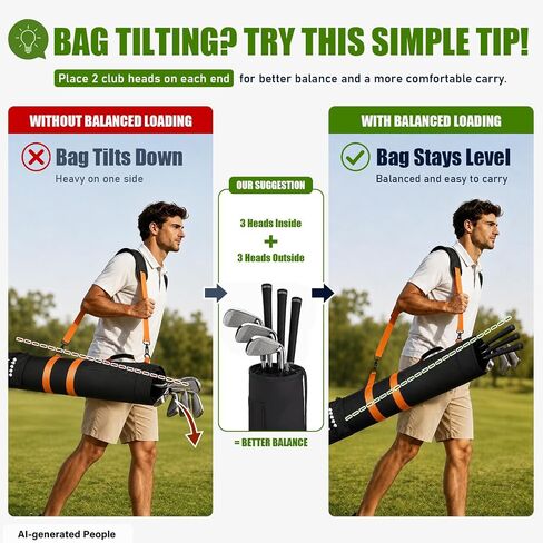 حقائب جولف خفيفة الوزن من TOBWOLF للرجال، حقيبة حمل جولف لنطاق القيادة & Par 3 (حمل 3-6 نوادي)، حقيبة نادي جولف متينة 900D للتدريب والسفر مع حزام كتف مبطن للمبتدئين in Kuwait