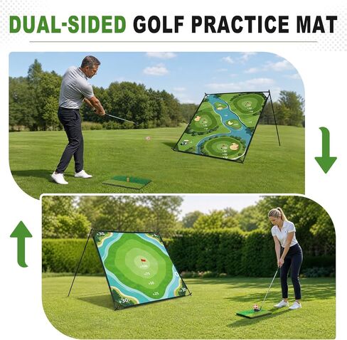 71"×71" Golf Chipping Game Outdoor Indoor, Double Sided Golf Chipping Practice Set with Hitting Mat, Golf Club, Sticky Ball,Scoreboard in Saudi Arabia