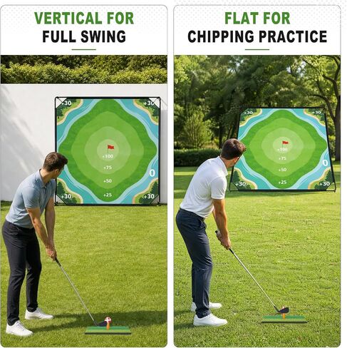 71"×71" Golf Chipping Game Outdoor Indoor, Double Sided Golf Chipping Practice Set with Hitting Mat, Golf Club, Sticky Ball,Scoreboard in Saudi Arabia