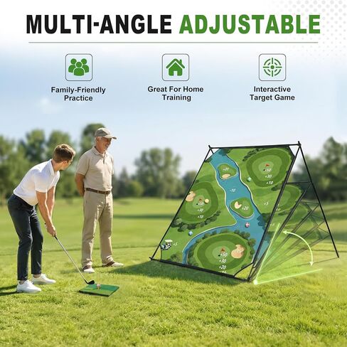 71"×71" Golf Chipping Game Outdoor Indoor, Double Sided Golf Chipping Practice Set with Hitting Mat, Golf Club, Sticky Ball,Scoreboard in Saudi Arabia