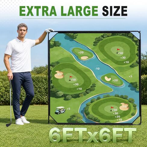 71"×71" Golf Chipping Game Outdoor Indoor, Double Sided Golf Chipping Practice Set with Hitting Mat, Golf Club, Sticky Ball,Scoreboard in Saudi Arabia