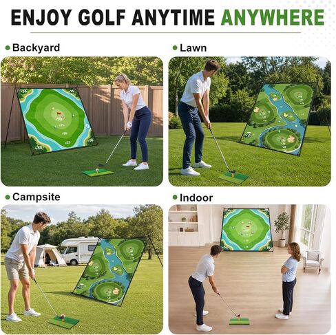 71"×71" Golf Chipping Game Outdoor Indoor, Double Sided Golf Chipping Practice Set with Hitting Mat, Golf Club, Sticky Ball,Scoreboard in Saudi Arabia