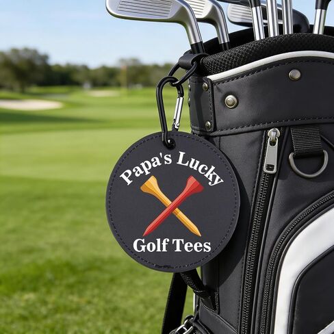 Papa's Lucky Golf Tees Holder Funny Leather Golf Tee Tag for Dad Daddy in Kuwait