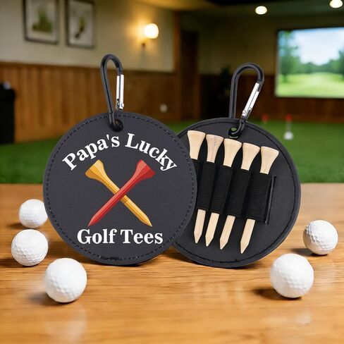 Papa's Lucky Golf Tees Holder Funny Leather Golf Tee Tag for Dad Daddy in Kuwait