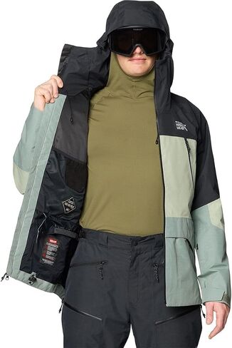 Mountain Hardwear، سترة Sky Ridge GORE-TEX - للرجال، Wet Stone/White Sage/Black، M in Kuwait