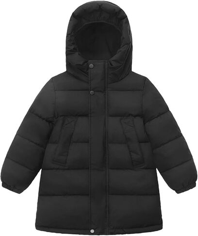 Winter Jackets for Girls Quilted Puffer Hooded Jacket Kids Lightweight Down Coat Fleece Warm Comfy Parka Outwear in Kuwait