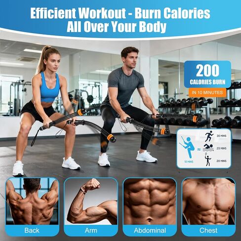 Weighted Ropeless Battle Ropes Adjustable Weight - Portable Cordless Battle Ropes for Home Gym with Poster - Strength Building, HIIT and Low-Impact Aerobic Training for Men & Women (Black) in Saudi Arabia