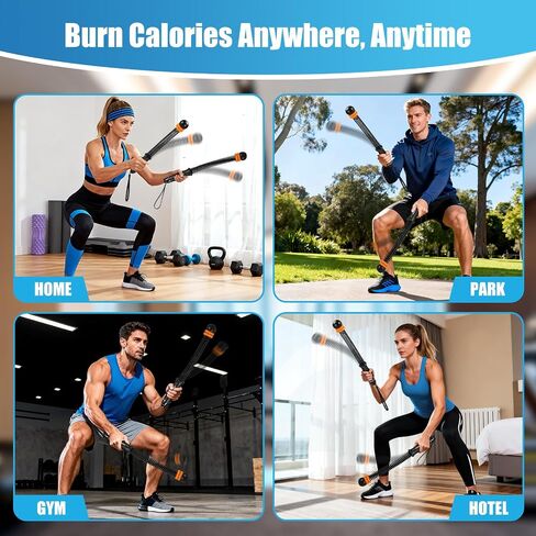 Weighted Ropeless Battle Ropes Adjustable Weight - Portable Cordless Battle Ropes for Home Gym with Poster - Strength Building, HIIT and Low-Impact Aerobic Training for Men & Women (Black) in Saudi Arabia