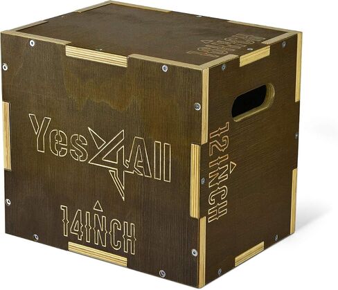 Yes4All Plyo Box، صندوق خشبي 3 في 1 للقفز في صالة الألعاب الرياضية المنزلية، والطعنات، والقرفصاء، والانخفاضات in Kuwait